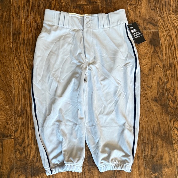 NWT!  Champro men’s gray baseball knickers with navy stripe, men’s size small - Picture 2 of 10